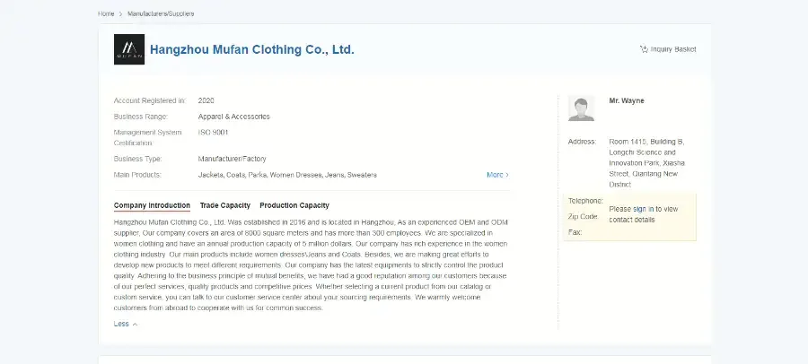 Hangzhou Mufan Clothing Co., Ltd