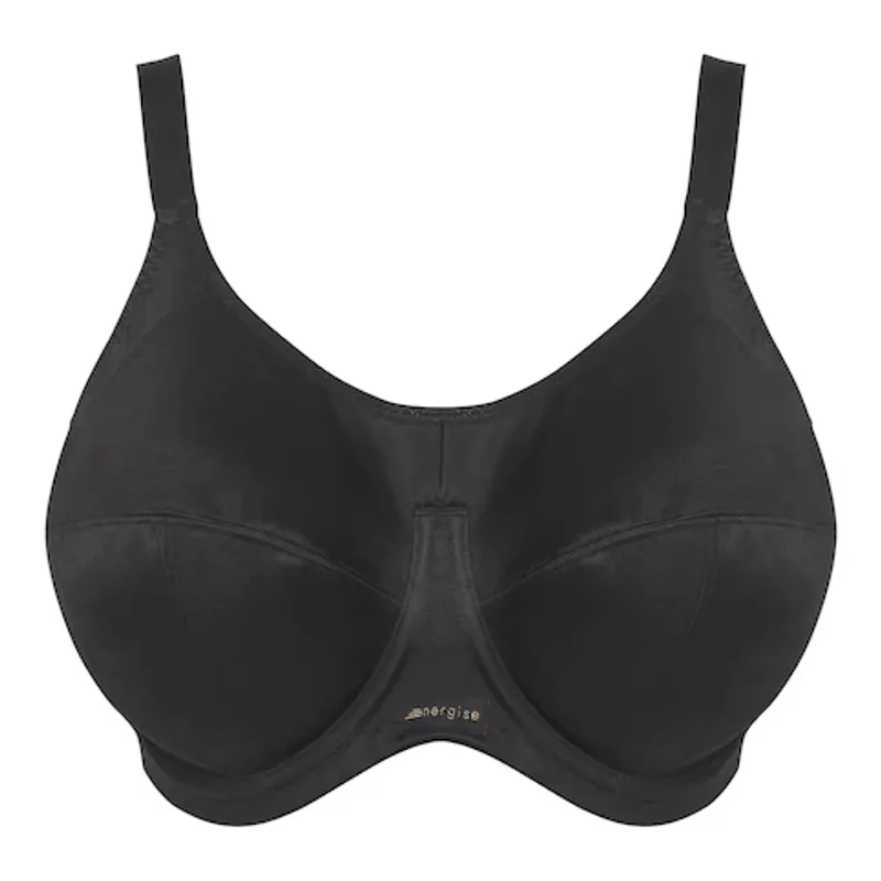 Black underwired bra with two separately moulded cups and wide set straps