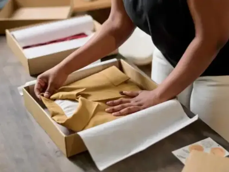 Branded boxes and bags for a finished clothing order