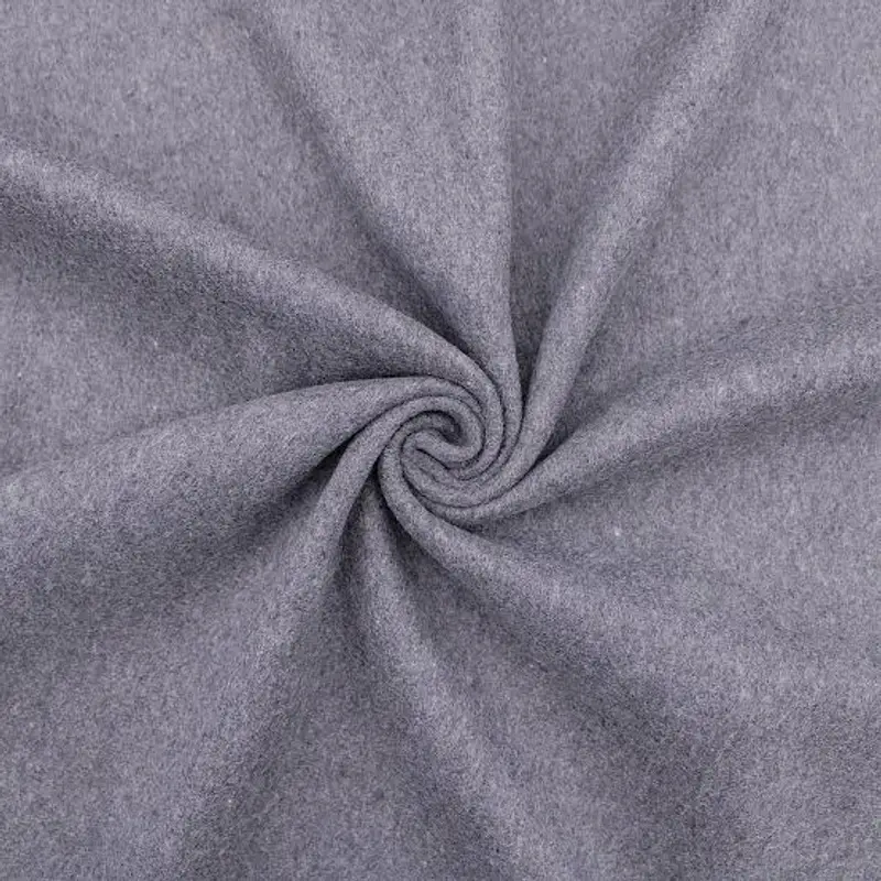 Brushed fleece in heathered grey, swirled into a spiral so the nap reads evenly across the frame