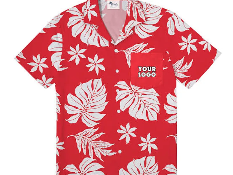 Hawaiian shirt with a matched chest pocket