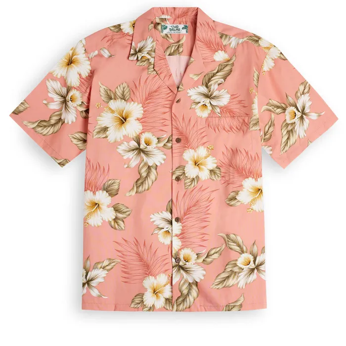 Peach floral Hawaiian shirt