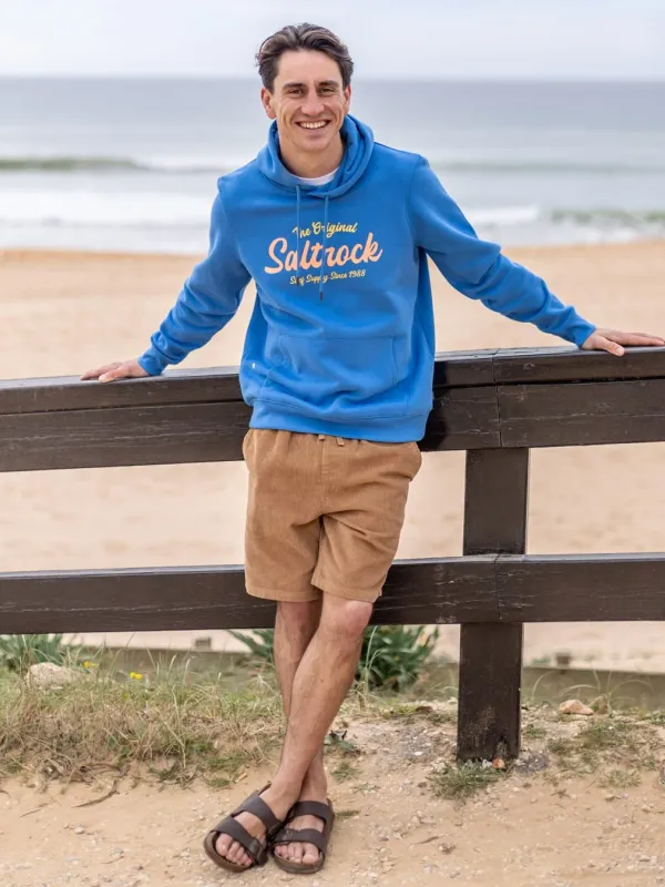 A customer wearing a custom hoodie, front