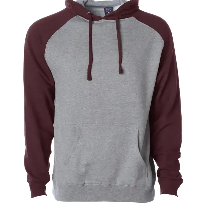 Raglan-sleeve hoodie with a sloping shoulder seam