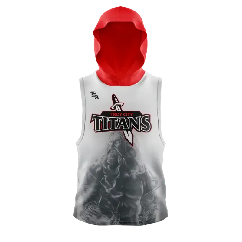 Sleeveless hoodie with cut-away shoulders