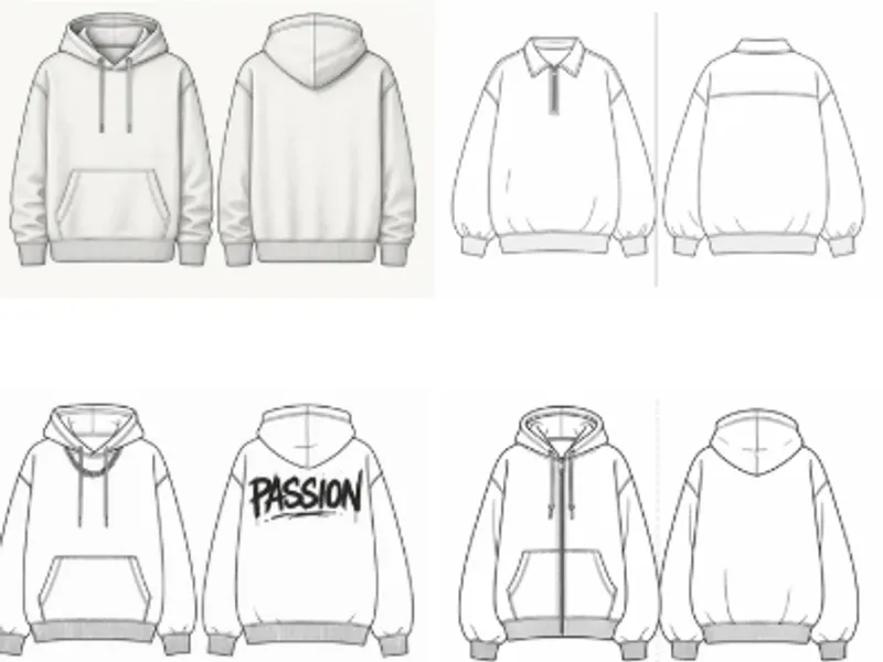 Designer reviewing a hoodie tech pack with a client