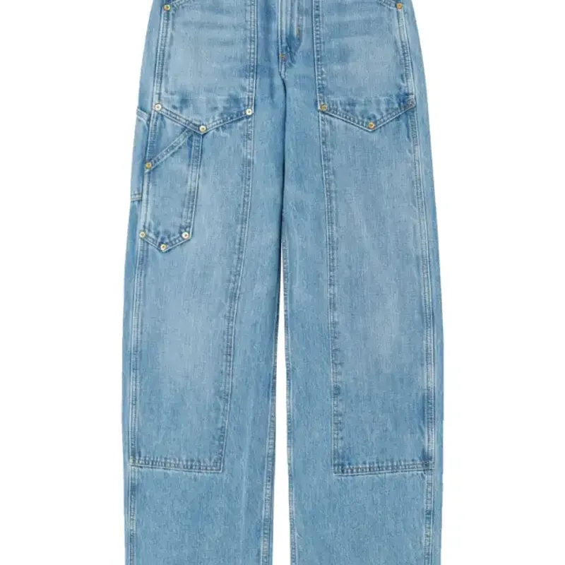 Light-blue straight-leg jeans with utility pockets