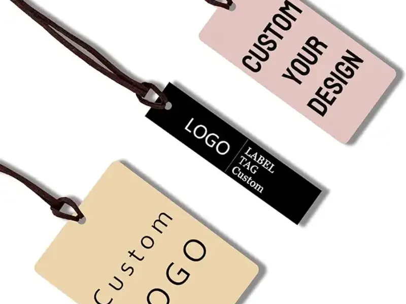 Branded hangtag on thick cardstock and string