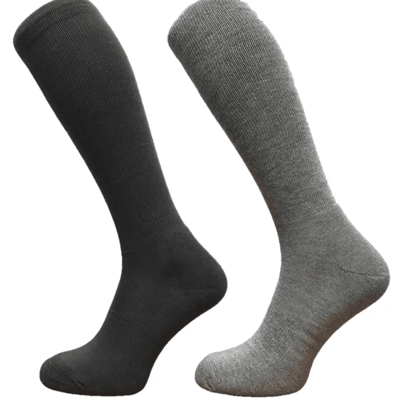 Knee-high socks in charcoal and grey marl standing ribbed side by side