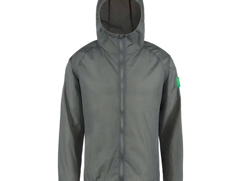 Grey hooded lightweight training jacket with a full zip, shown flat