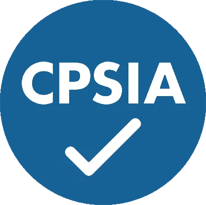 CPSIA compliance badge in blue