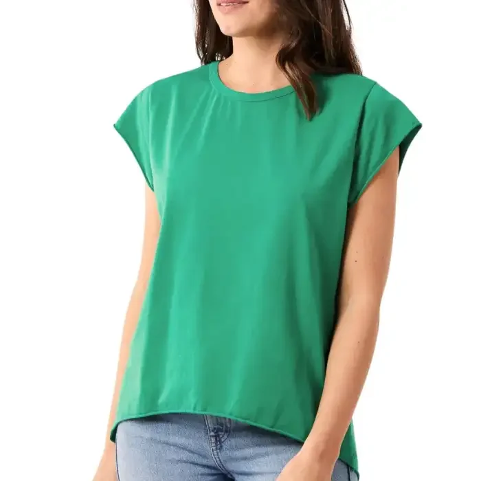 Custom cap-sleeve t-shirt in green for a womenswear range