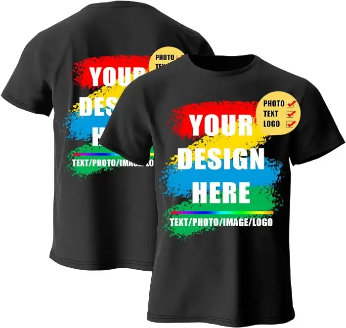 Custom crewneck OEM t-shirt with a printed chest logo for a clothing brand
